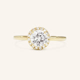 Bridal Rose Round Moissanite Halo Engagement Ring