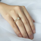 Bridal Rose Round Moissanite Halo Engagement Ring
