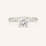 Moonlight Sky Round Moissanite and Diamond Accent Engagement Ring