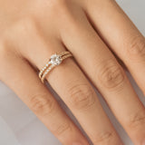 Moonlight Sky Round Moissanite and Diamond Half Eternity Engagement Ring