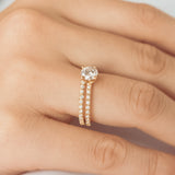 Moonlight Sky Round Moissanite and Diamond Half Eternity Engagement Ring