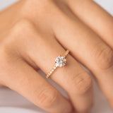 Moonlight Sky Round Moissanite and Diamond Half Eternity Engagement Ring