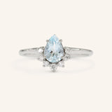 Whispering Spring Pear Aquamarine Ring