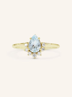 Whispering Spring Pear Aquamarine Ring