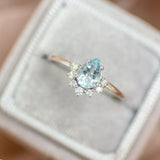 Whispering Spring Pear Aquamarine Ring