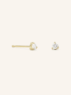 Cotton Bud Diamond Three Prong Stud Earrings