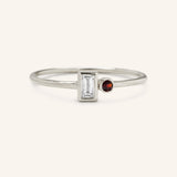 Rose Water Diamond Baguette Garnet Ring
