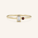 Rose Water Diamond Baguette Garnet Ring