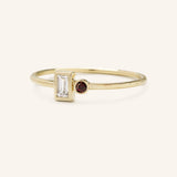 Rose Water Diamond Baguette Garnet Ring