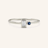 Rose Water Diamond Baguette Blue Sapphire Ring