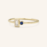 Rose Water Diamond Baguette Blue Sapphire Ring