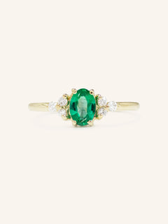 Blooms in Spring Oval Emerald Diamond Engagement Ring