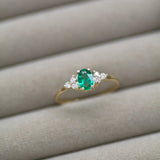 Blooms in Spring Oval Emerald Diamond Engagement Ring