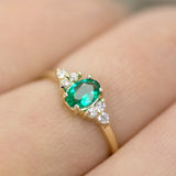Blooms in Spring Oval Emerald Diamond Engagement Ring