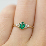 Blooms in Spring Oval Emerald Diamond Engagement Ring