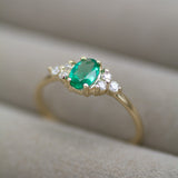 Blooms in Spring Oval Emerald Diamond Engagement Ring