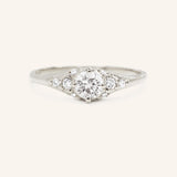 White Shade Round Moissanite Cluster Engagement Ring