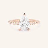 Moonlight Sky Pear Cut Moissanite Diamond Half Eternity Engagement Ring