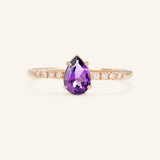 Bridal Blush Amethyst Pear Diamond Accent Engagement Ring