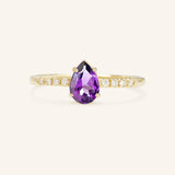 Bridal Blush Amethyst Pear Diamond Accent Engagement Ring