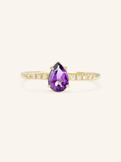 Bridal Blush Amethyst Pear Diamond Accent Engagement Ring