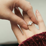 Blushing Bride Oval Three Stone Moissanite Engagement Ring
