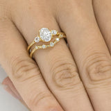 Blushing Bride Oval Three Stone Moissanite Engagement Ring