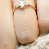 Blushing Bride Moissanite Pear Three Stone Engagement Ring