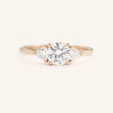 Summer Triangle Round Moissanite Three Stone Engagement Ring
