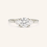 Summer Triangle Round Moissanite Three Stone Engagement Ring