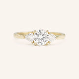 Summer Triangle Round Moissanite Three Stone Engagement Ring