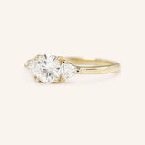 Summer Triangle Round Moissanite Three Stone Engagement Ring