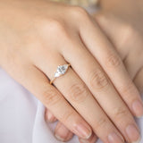 Summer Triangle Round Moissanite Three Stone Engagement Ring