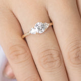Summer Triangle Round Moissanite Three Stone Engagement Ring