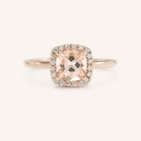 BRIDAL ROSE Halo Cushion Morganite Engagement Ring