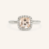 BRIDAL ROSE Halo Cushion Morganite Engagement Ring