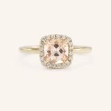 BRIDAL ROSE Halo Cushion Morganite Engagement Ring