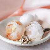 BRIDAL ROSE Halo Cushion Morganite Engagement Ring
