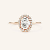 BRIDAL ROSE Halo Oval Moissanite Engagement Ring