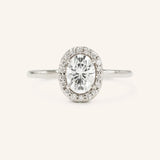 BRIDAL ROSE Halo Oval Moissanite Engagement Ring