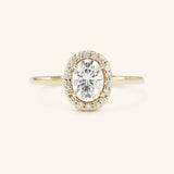 BRIDAL ROSE Halo Oval Moissanite Engagement Ring