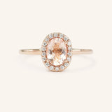 BRIDAL ROSE Halo Oval Morganite Engagement Ring