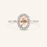 BRIDAL ROSE Halo Oval Morganite Engagement Ring