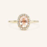 BRIDAL ROSE Halo Oval Morganite Engagement Ring