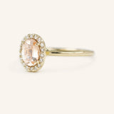 BRIDAL ROSE Halo Oval Morganite Engagement Ring