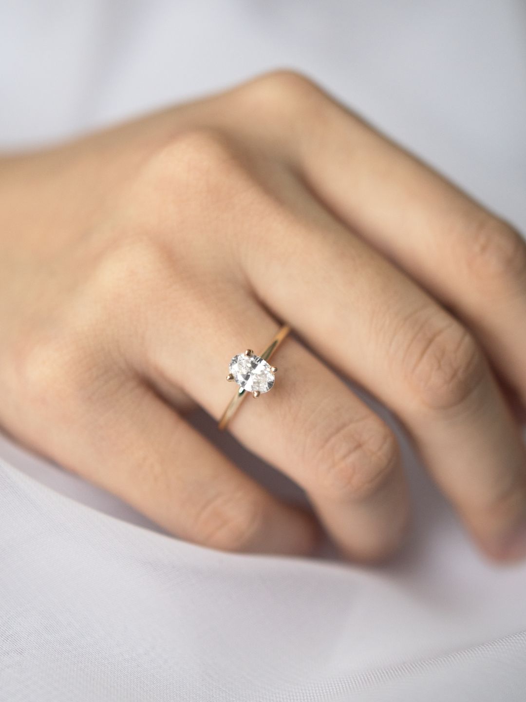 Classical Solo Oval Moissanite Solitaire Engagement Ring – A