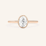Hidden Bezel Oval Moissanite Solitaire Engagement Ring