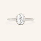 Hidden Bezel Oval Moissanite Solitaire Engagement Ring