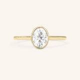 Hidden Bezel Oval Moissanite Solitaire Engagement Ring