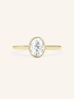 Hidden Bezel Oval Moissanite Solitaire Engagement Ring